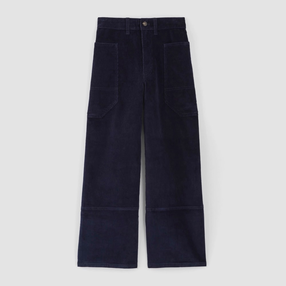 Everlane The Corduroy Gardener Pant Wide Leg Pants Navy Blue Pockets NWT Size 12